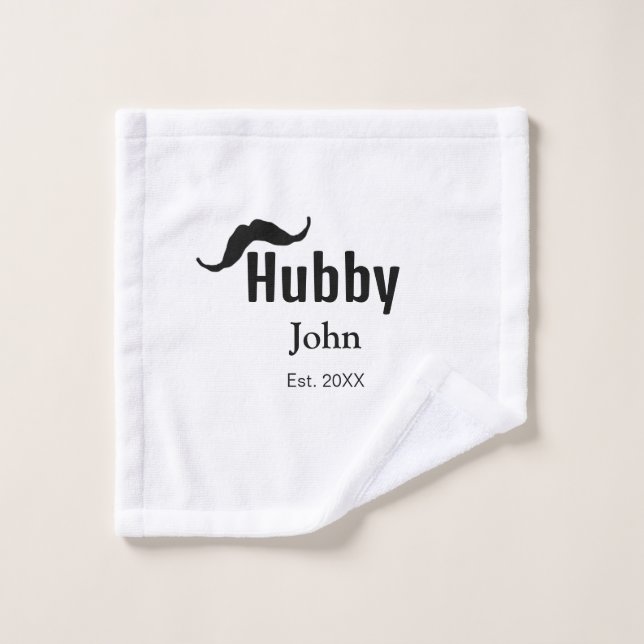 Toalha De Rosto marido Hubby adiciona nome data ano bigode simples (Pano de lavar)