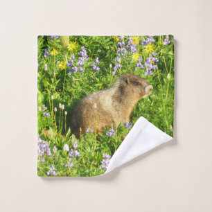 Toalha De Rosto Marmot no Monte Rainier Wildflower