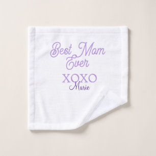 Toalha De Rosto melhor mãe de sempre xoxo nome roxo elegante dia d
