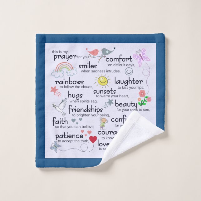 Toalha De Rosto Minha Oração Por Você| Azul clássico (Pano de lavar)