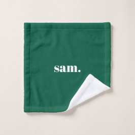 Toalha De Rosto Minimalista negrito texto personalizado verde