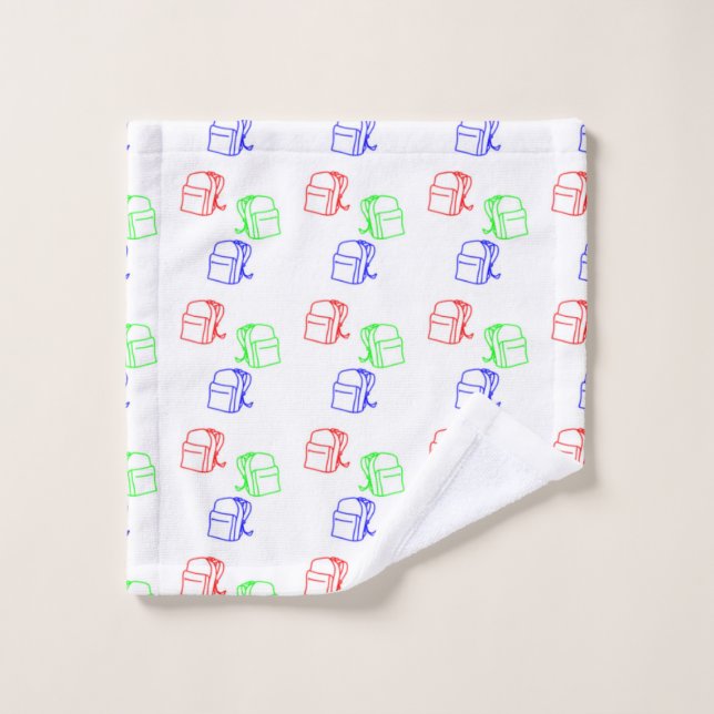 Toalha De Rosto Mochilas coloridas em branco (Pano de lavar)