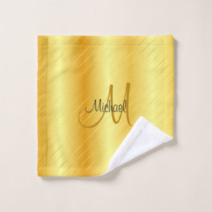 Toalha De Rosto Modelo Moderno Elegante Dourado Monograma Faux