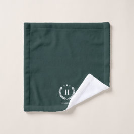 Toalha De Rosto Monogram Dark Green Stylish Modern Minimalist
