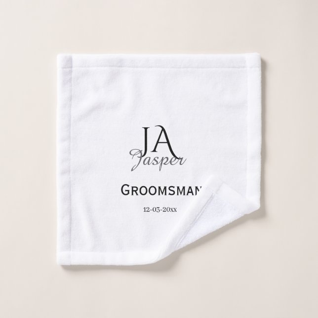 Toalha De Rosto Monogram personalized groomsman best man name date (Pano de lavar)