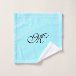 Toalha De Rosto Monograma com cor aquosa verde azul com letra de a