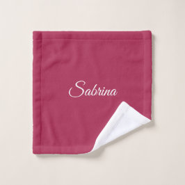 Toalha De Rosto Monograma minimalista rosa cereja