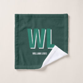 Toalha De Rosto Monograma Personalizado Verde Esmeralda Minimalist