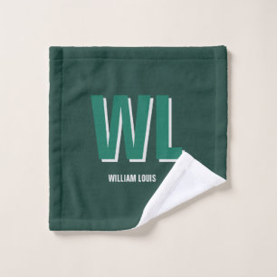 Toalha De Rosto Monograma Personalizado Verde Esmeralda Minimalist