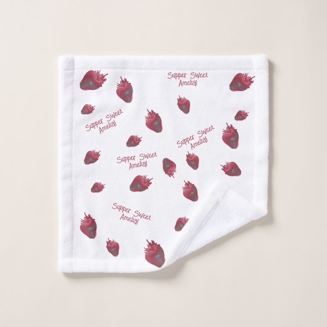 Toalha De Rosto Morango super doce personalizado (Pano de lavar)