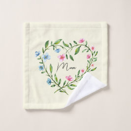 Toalha De Rosto Mother's Day flower heart wreath
