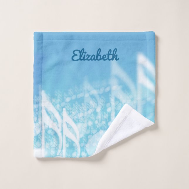 Toalha De Rosto Música Azul Personalizada (Pano de lavar)