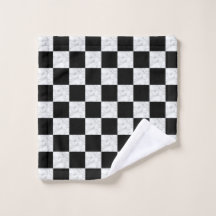 Neo Deco Preto e Xadrez de Mármore Branco Falso
