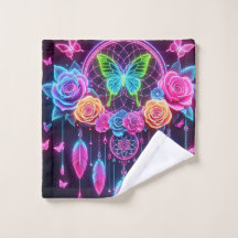 Neon Rosas e borboletas