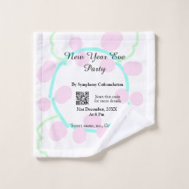 Toalha De Rosto New year eve party scan QR RSVP name pink blue 