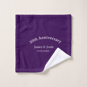 Toalha De Rosto nome data do 30º aniversário de casamento roxo sim