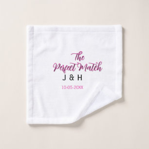Toalha De Rosto O casamento perfeito rosa preto nome data casal