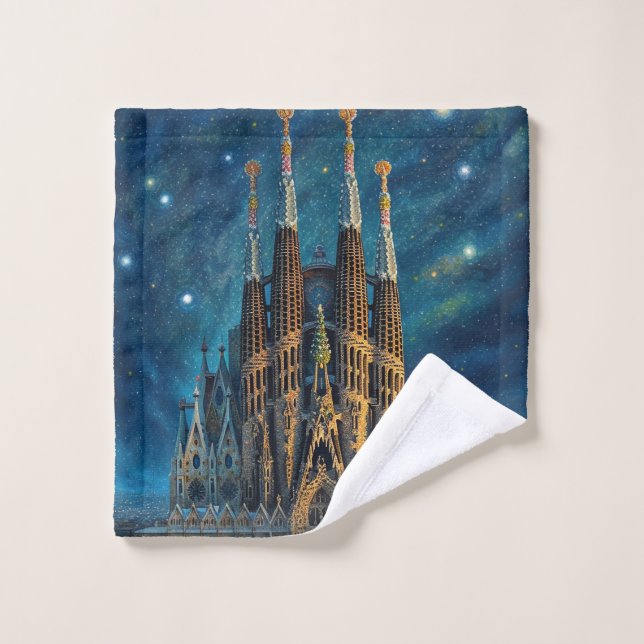 Toalha De Rosto O Sonho Estrelado de Gaudi | Barcelona Sagrada Fam (Pano de lavar)