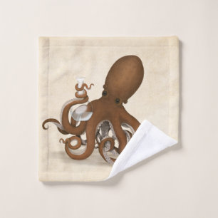 Toalha De Rosto Octopus Holding Glass Flask Chemistry Steampunk