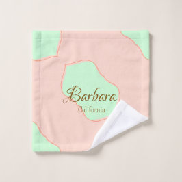 Toalha De Rosto Orange green pastel boho add name place rustic ele