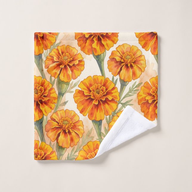 Toalha De Rosto Orange marigold flowers pattern (Pano de lavar)