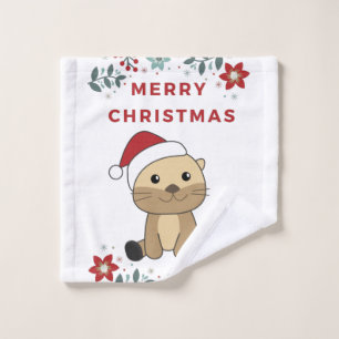 Toalha De Rosto Otter Natal Neve Animais de inverno Otter