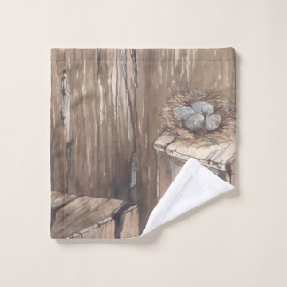 Toalha De Rosto Outhouse Bird Nest w/Eggs Color Designed Washcloth