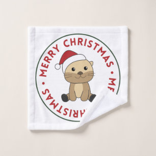 Toalha De Rosto Outras neves Natal Animais de inverno Otter Wash C