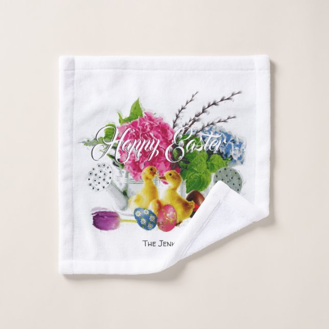 Toalha De Rosto Ovos De Páscoa Para Aquarelas, Patos E Flores De M (Pano de lavar)