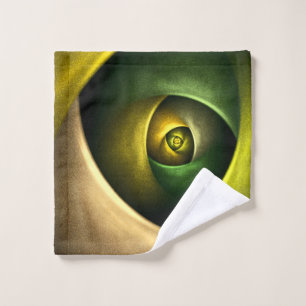 Toalha De Rosto Padrão de Abstrato de Arte Floral Moderna Verde #2