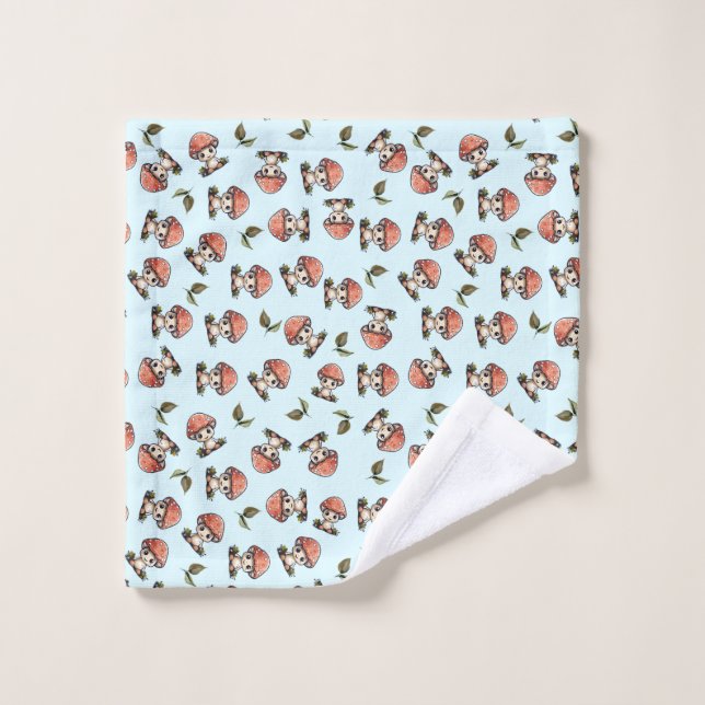 Toalha De Rosto Padrão de Cogumelo do Bebê Kawaii Cute (Pano de lavar)