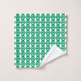 Toalha De Rosto Padrão de Hexágono Branco Verde Trevo