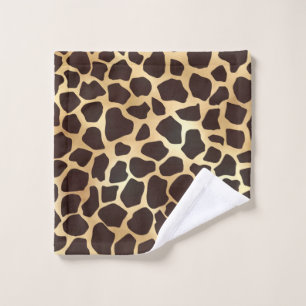 Toalha De Rosto Padrão de Impressão Animal Marrom Giraffe Dourado