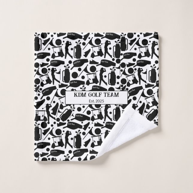 Toalha De Rosto Padrão de Silhueta de Golfe preto e branco clássic (Pano de lavar)