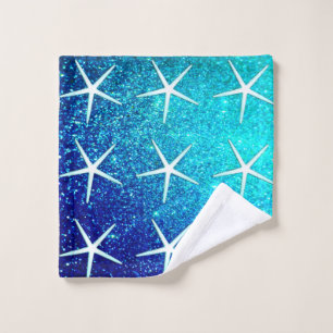 Toalha De Rosto Padrão de Starfish de Ombre de Ombre Azul Espuman