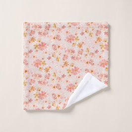 Toalha De Rosto Padrão Floral em Aquarela Rosa Rubor