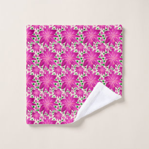 Toalha De Rosto Padrão Floral Seamless Rosa Quente
