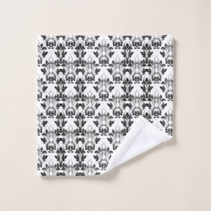 Toalha De Rosto Padrão Floral Vitoriano Preto Invisível Branco