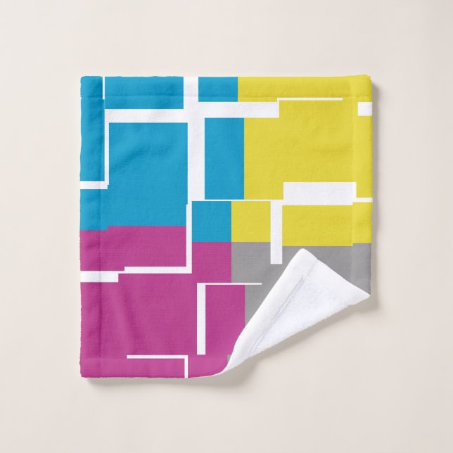 Toalha De Rosto Padrão legal de Cinza Amarelo Azul Roxo (Pano de lavar)