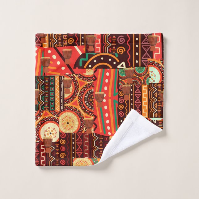 Toalha De Rosto Padrão tribal afrocêntrico do Kente (Pano de lavar)