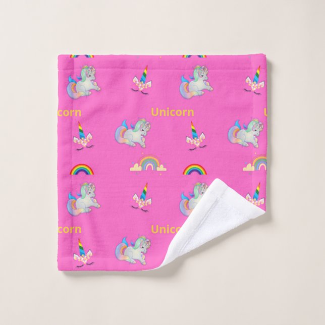Toalha De Rosto Padrão Unicorn a rosa (Pano de lavar)