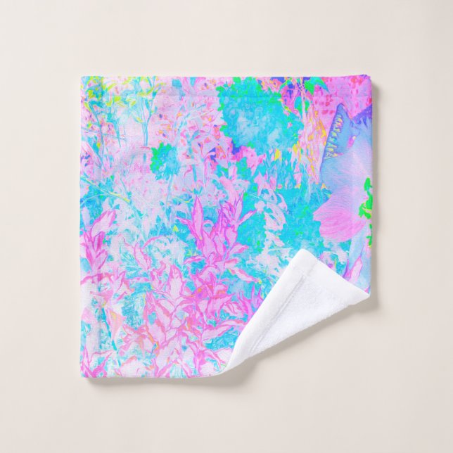 Toalha De Rosto Paisagem Azul Aqua e Rosa Quente (Pano de lavar)