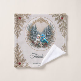 Toalha De Rosto Paisagem de inverno com casal de casamento de páss