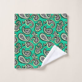 Toalha De Rosto Paisley Atemporal em Fundo Verde