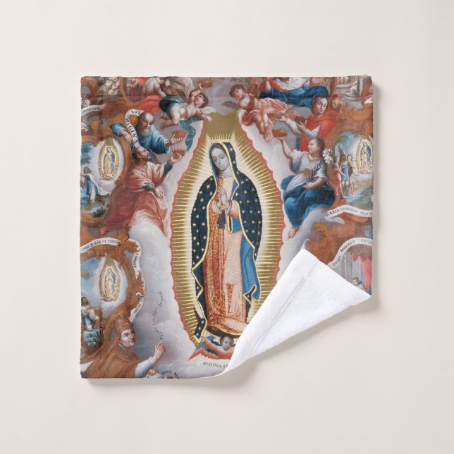 Toalha De Rosto Paninho de arte “Virgem de Guadalupe” (Pano de lavar)