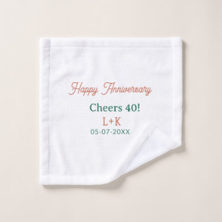 Toalha De Rosto Parabéns 40 feliz aniversário laranja verde nome d