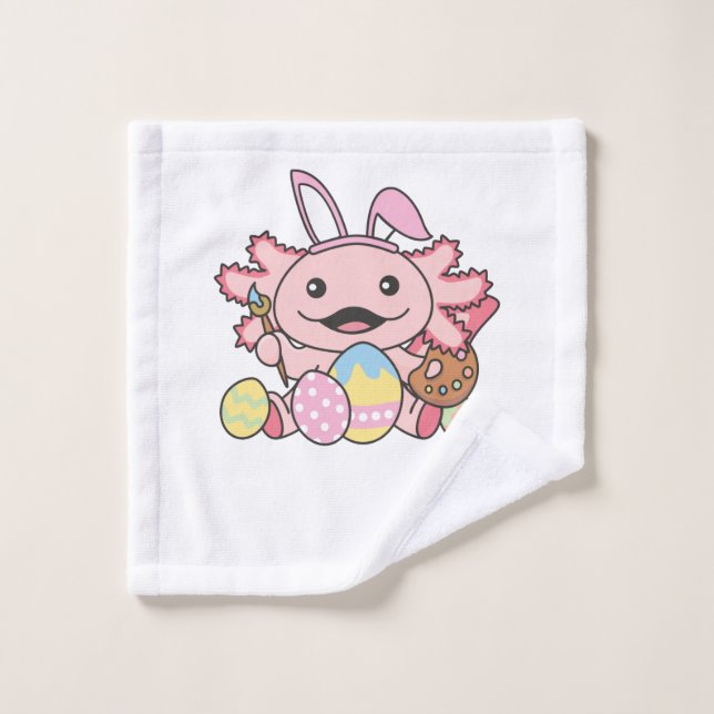 Toalha De Rosto Páscoa Axolotl Cuta Com Ovos De Páscoa Como Páscoa (Pano de lavar)