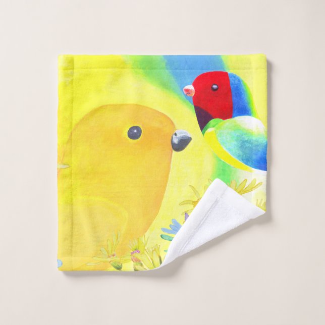 Toalha De Rosto Pássaros Vibrantes de Tinta Tie-Dye (Pano de lavar)
