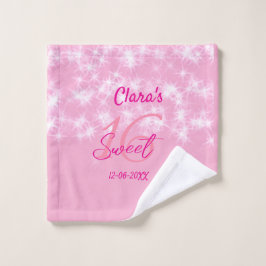 Toalha De Rosto Pastel baby pink doce de 16 anos adicione nome da