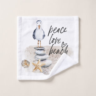 Toalha De Rosto Peace Love Beach Seagull Coastal